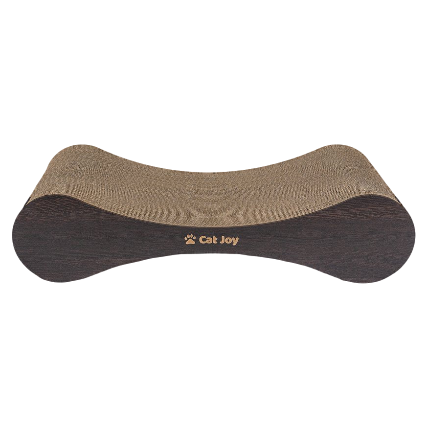 CAT JOY Snug compact cardboard kitten scratcher with brown wooden facade