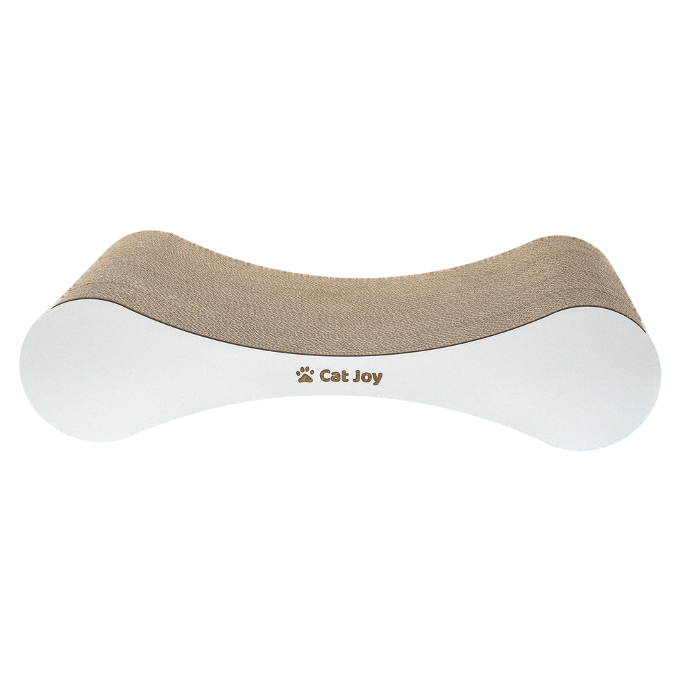 CAT JOY Snug compact cardboard kitten scratcher with white wooden facade