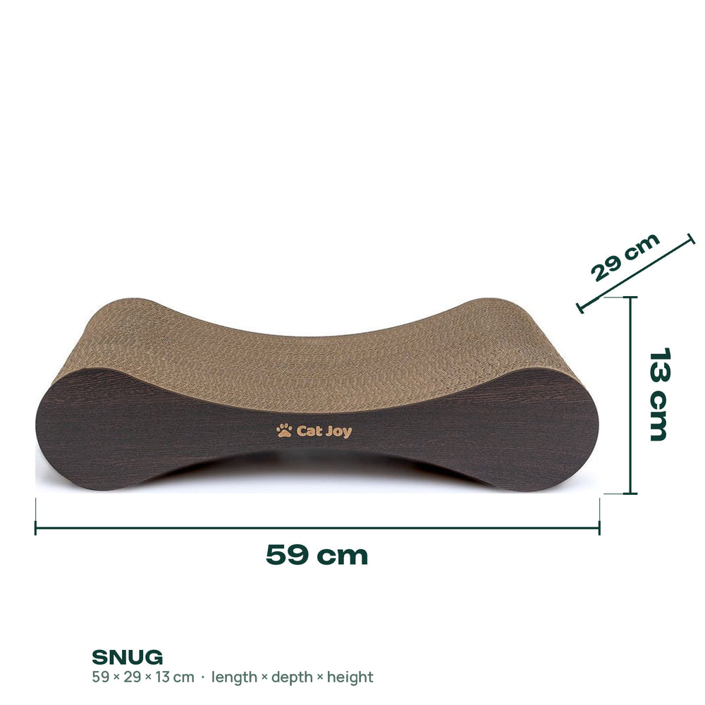 CAT JOY Snug cardboard cat scratcher, dimensions L 59 × D 29 × H 13 cm (length × depth × height)