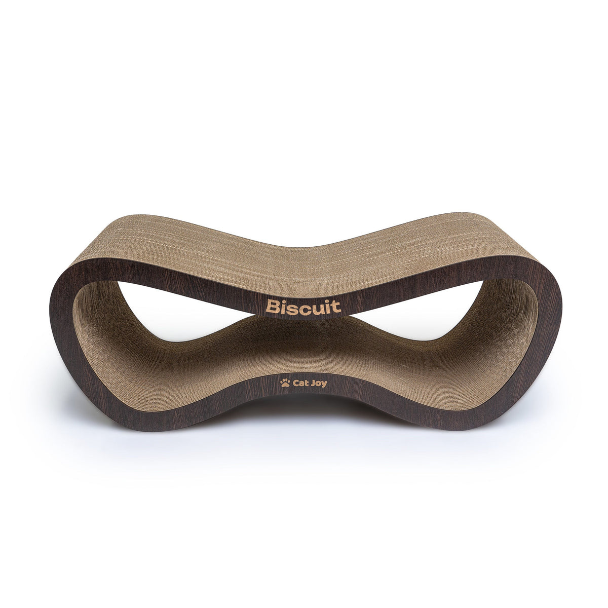 Bespoke CAT JOY Mews in brown, engraved with the name Biscuit