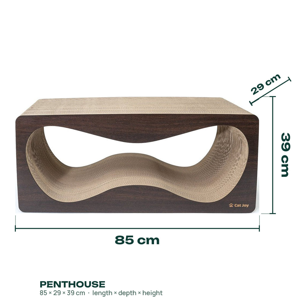 CAT JOY Penthouse cardboard cat scratcher house, dimensions L 85 × D 29 × H 39 cm (length × depth × height)