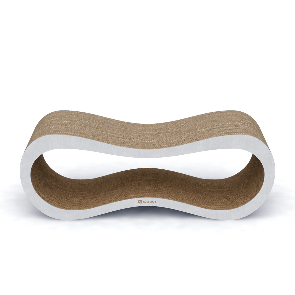 CAT JOY Rotunda XXL cardboard cat scratcher ring with a white wooden facade